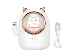 Mali umidificador Difusor de Aromas Forma de Gato 400ml com Timer Decoração para Quarto Escritório Branco Ivory