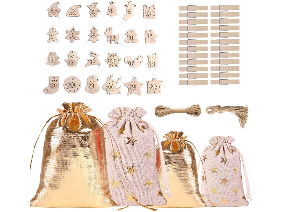 Conjunto Com 24 De Presente De Natal Tecido, Para Presentes, Com