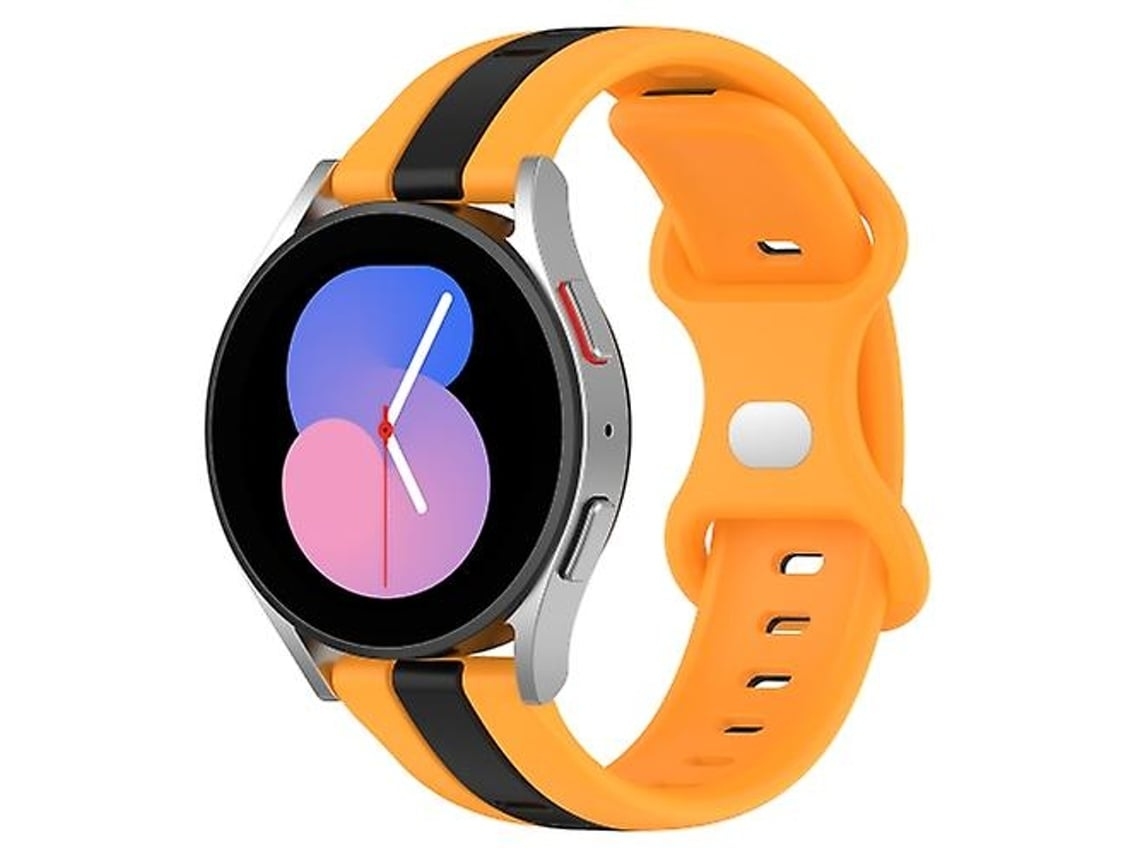 Pulseira De Relógio Lurelia Para Garmin Forerunner Sq2 Music 20 Mm Borboleta Buckle Em Silicone Bicolor Preto Amarelo