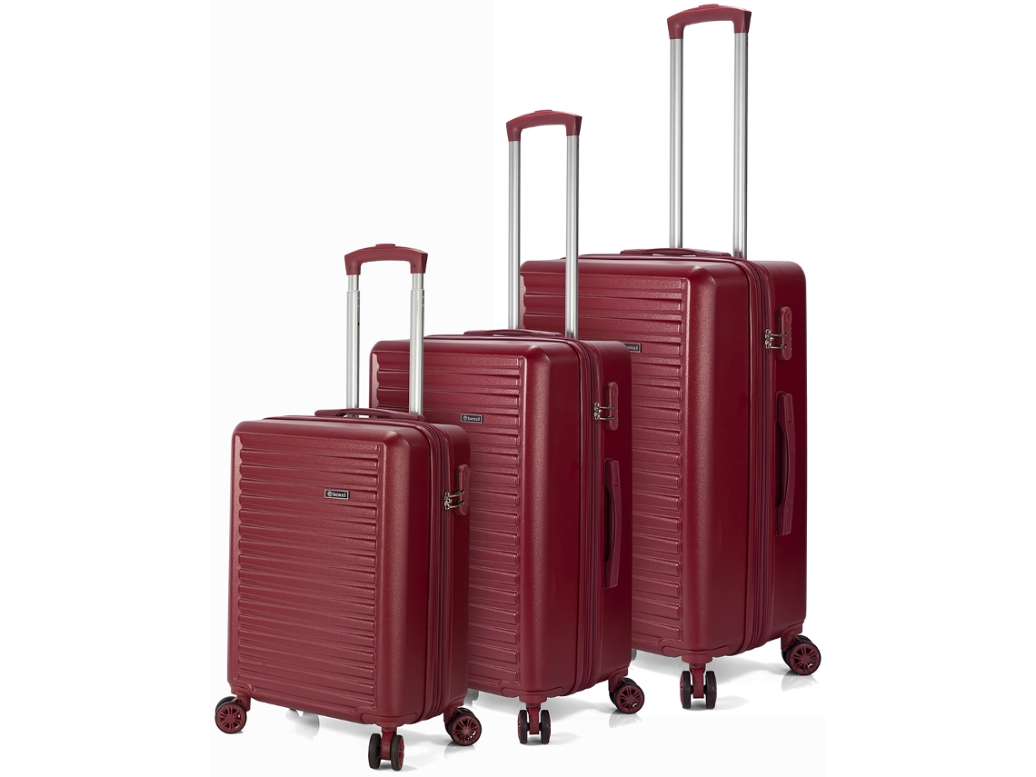 Conjunto Benzi Mala Bz5845gt 3 Peças Rígidas Extensíveis Em Abs, Cabine 50 Cm Média 60 Cm Grande 70 Cm, 4 Rodas Duplas, Granada
