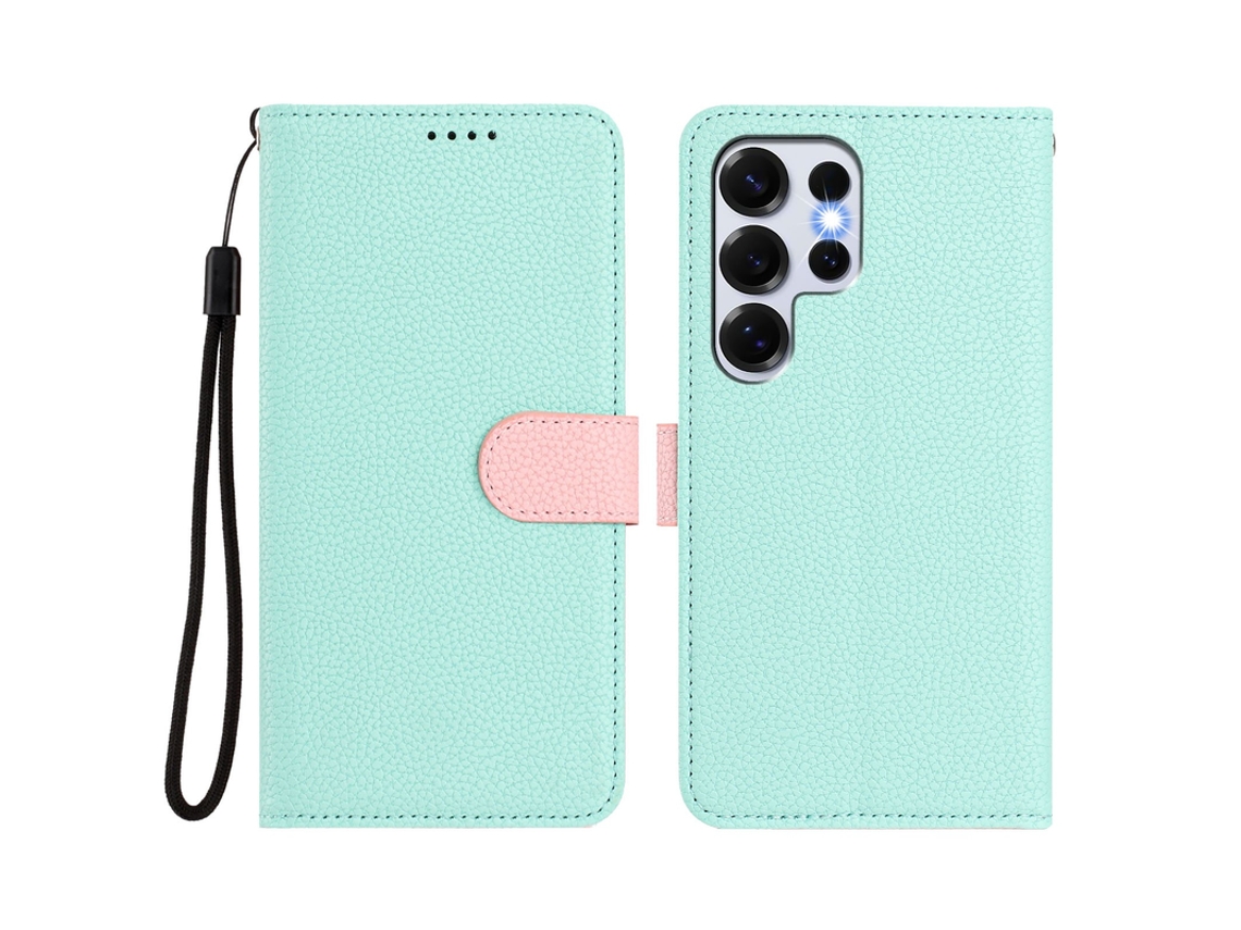 Capa Para Samsung Galaxy S25fe Magnético Carteira Rfid Alça Verde Czhhmart