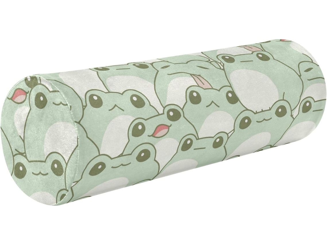 Almofada Cilíndrica para Pernas Redonda Dormir Decorativa em Formato de Sapo Fofo Fácil Limpar