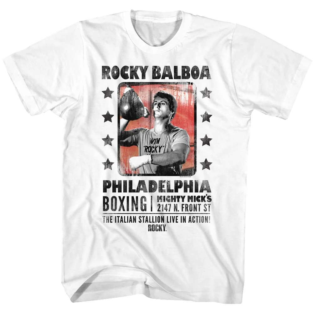Rockinstone Rocky Movie Posterish White Adult T-shirt Size:l