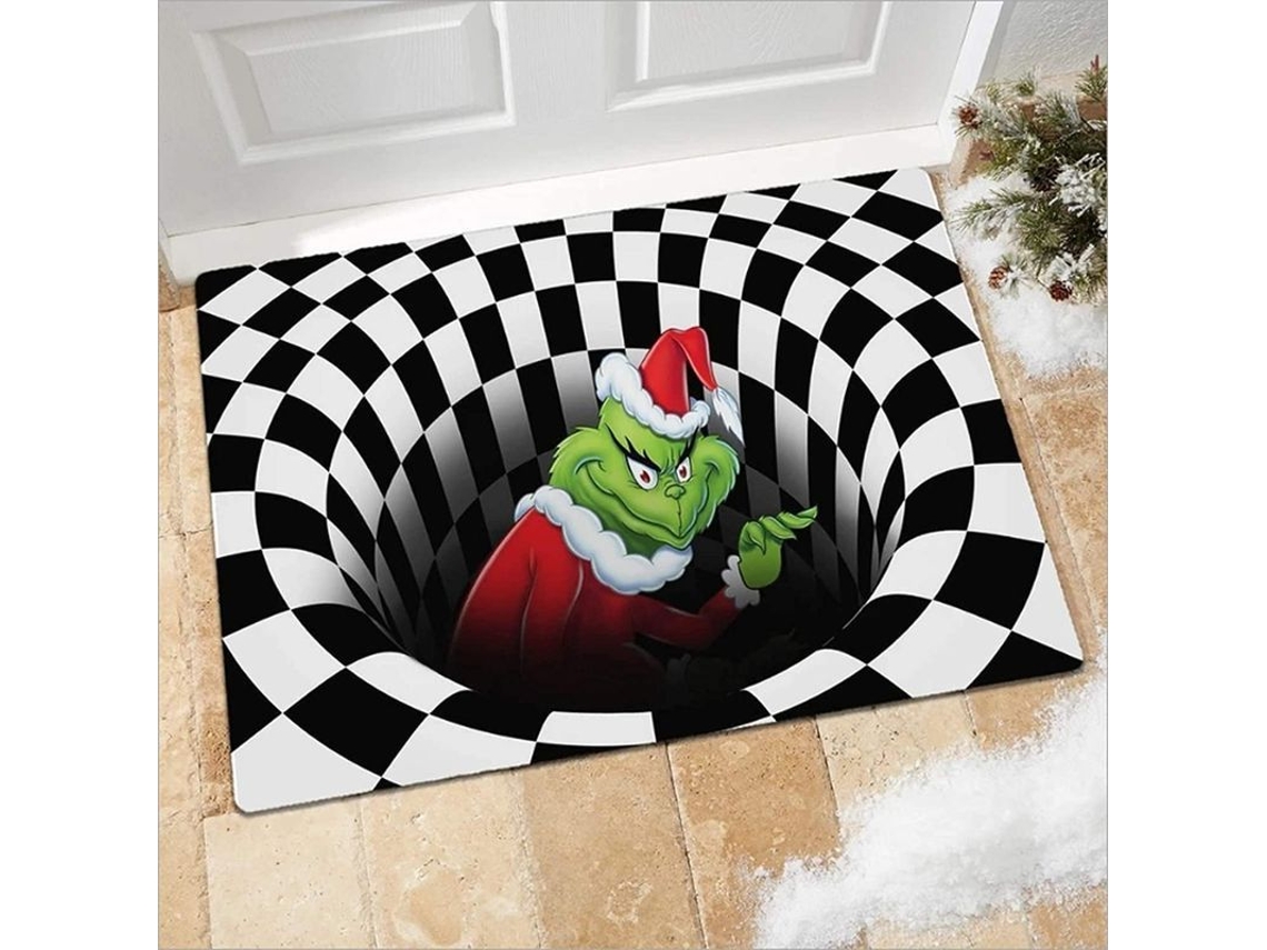 Capacho Ilusão 3d Natal Decorativo Antiderrapante Tapete Macio Interior Exterior 50x80cm