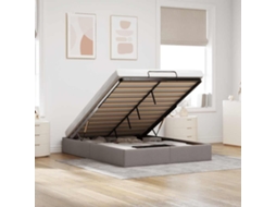Vidaxl Estrutura de Cama Otomana Sem Colchão 140x190cm Tecido Cinzento