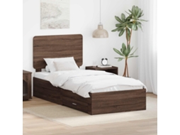 Vidaxl Estrutura Da Cama Com Gaveta Carvalho Marrom 75 X 190 Cm