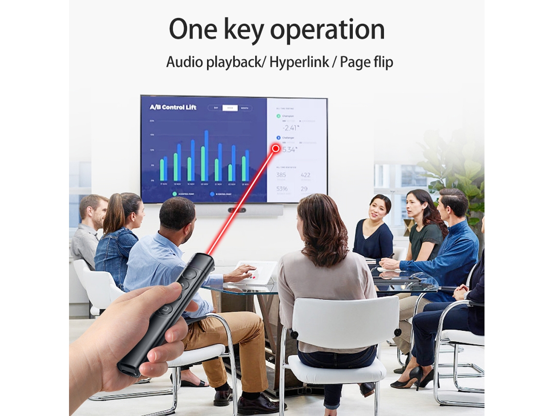 Puntero Laser Sem Fio 2.4g Para Apresentações Powerpoint, Compatível Com Mac/windows/linux, Funções De Página E Hiperlink, Plug And Play