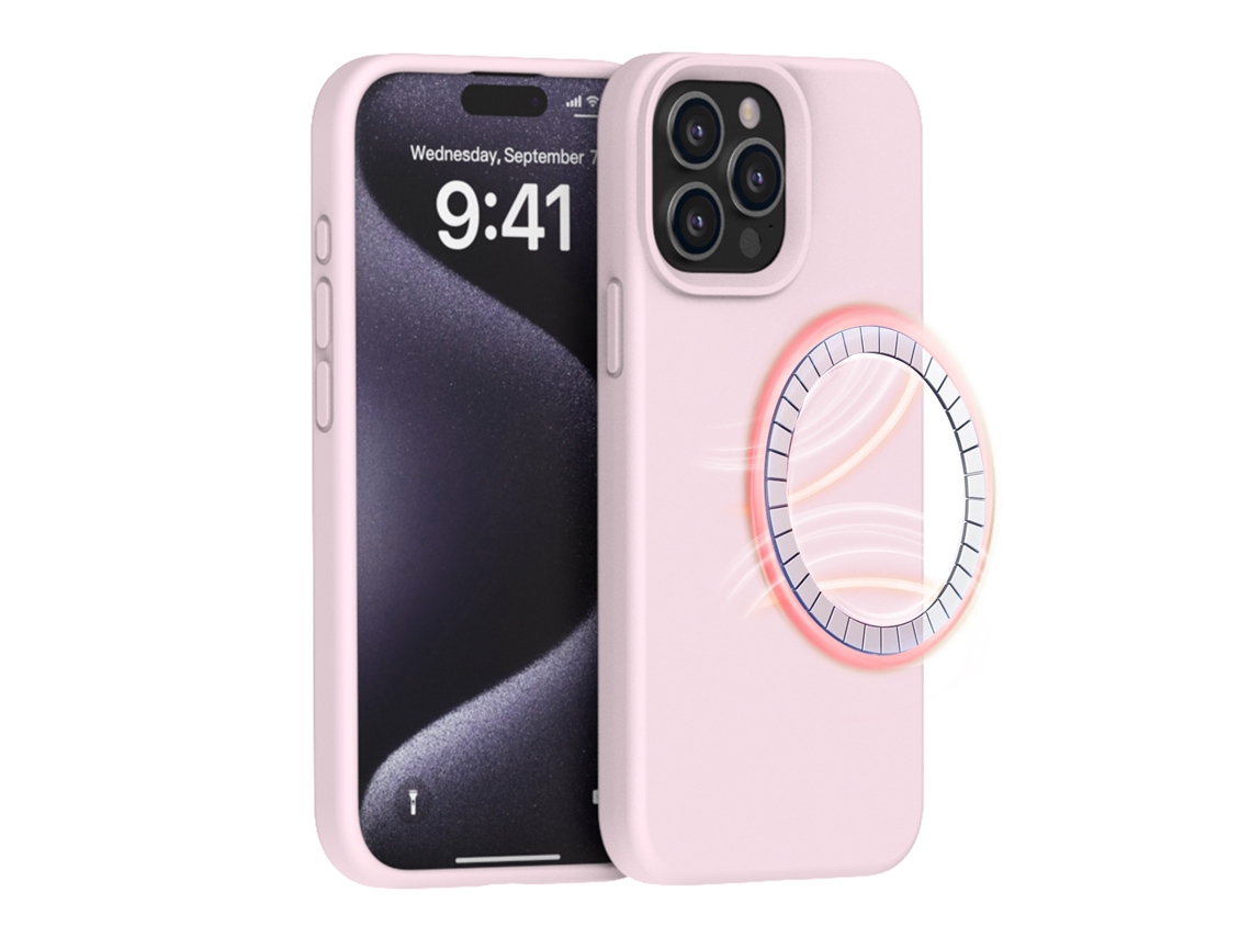 Capa Para Iphone (rosa (magnética), Iphone 15) Em Silicone Líquido, Com Revestimento Magnético.