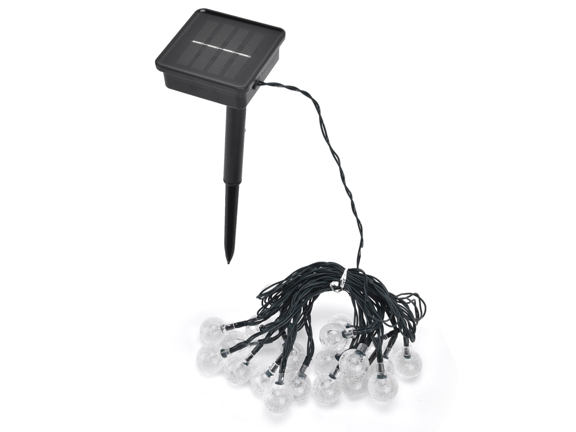 Luz de corda solar LED 2026 de 5m com 20 LEDs para decoração externa com 8 modos de iluminação para pátio, jardim e festas.