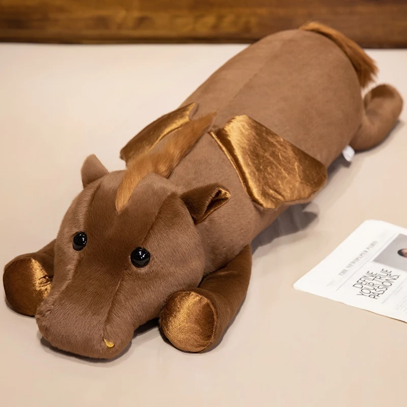 Almofada Longa para Adultos com Formato de Cavalo Anjo, Macia e com Encosto. MDUG (marrom 70cm)