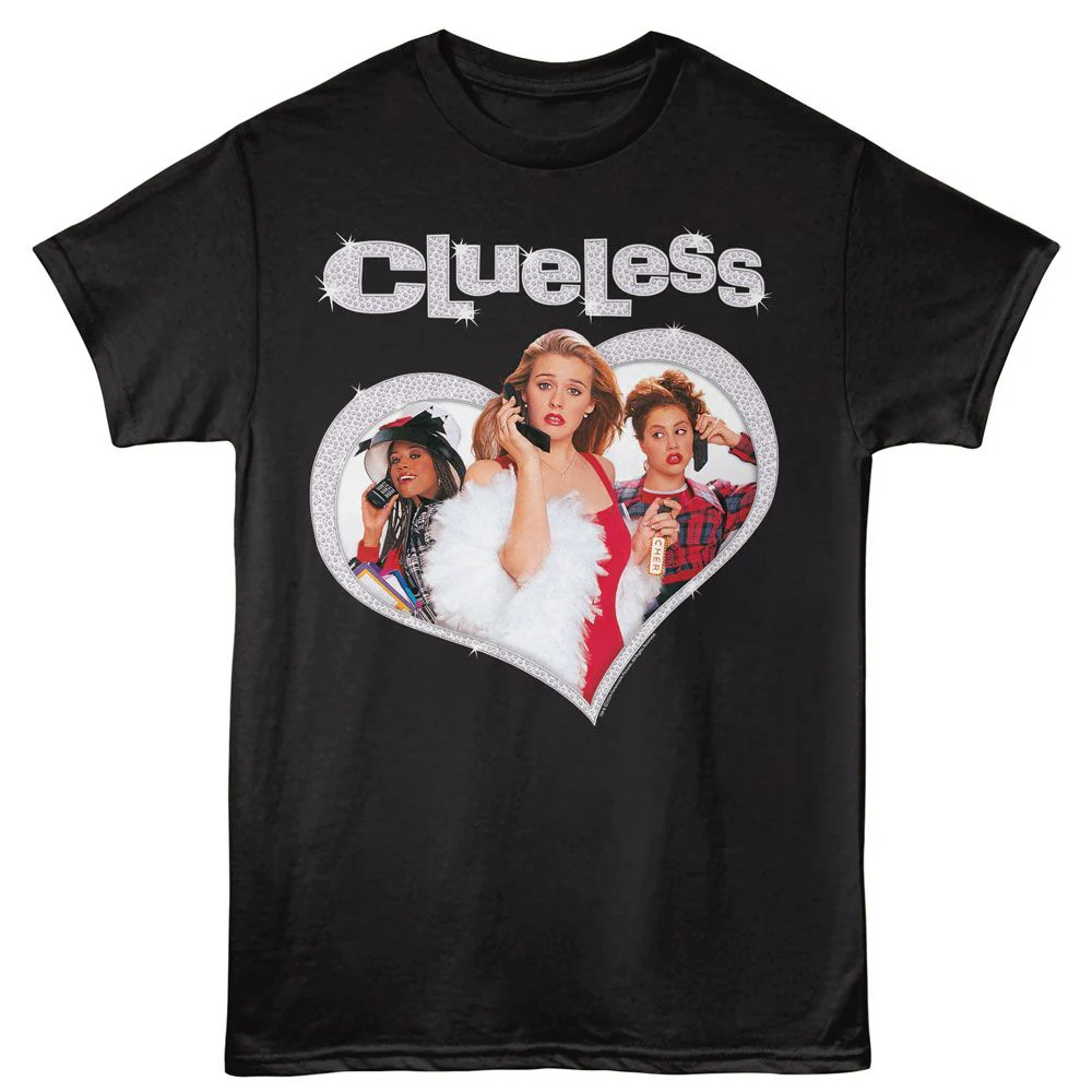 Unisex Adult T-shirt Rockinstone Clueless Diamond Heart Black Sizem