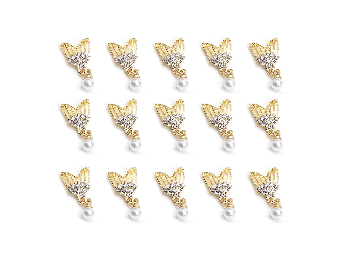 15Pcs Ornamentos de Unhas de Liga Laço de Diamante de Zircônia em Estilo Cartoon NEVEANCE