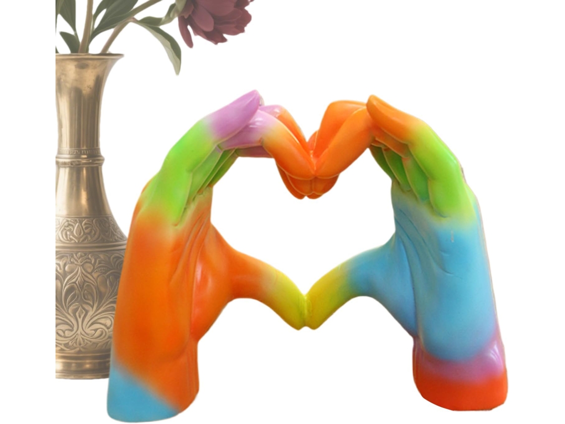 Est Tua de M o Escultura em Formato Cora com Arco Ris Decora Amor Estatueta Colecion Vel para Casa Sala Estar Quarto VAYOTOY