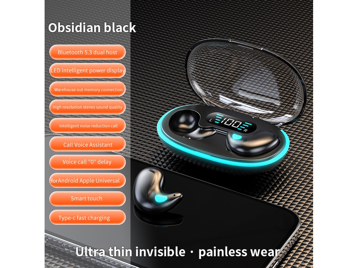 Mini Fones de Ouvido Invisíveis Sem Fio Bluetooth Som Surround Hifi MDUG (preto)