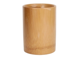 Porta-ferramentas de bambu impermeável, recipiente cilíndrico para armazenamento de utensílios de manicure e barbear em mesa.