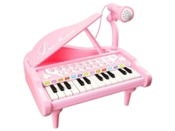 2026 piano Toy Infantil 24 Teclas com Microfone Presente Aniversário para Crianças de 1+ Ano Rosa Brinquedo Musical Educativo