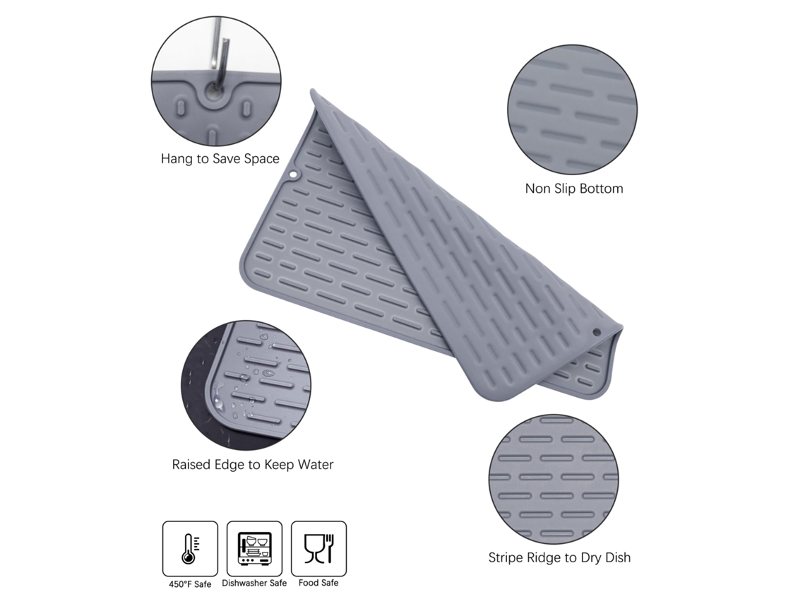 Tapete De Silicone Cinza Para Cafeteira Com Bordas Elevadas, Ideal Para Bancadas E Colocar Embaixo De Cafeteiras
