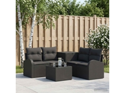 Vidaxl Conjunto De Sofás 6 Unid. Preto Rattan Poliéster E Aço