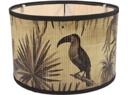 Luminária Pendente Cilíndrica de Bambu Trançado com Estampa de Pássaros, Estilo Vintage Europeu, Adequada para Substituição. SFUSHOS