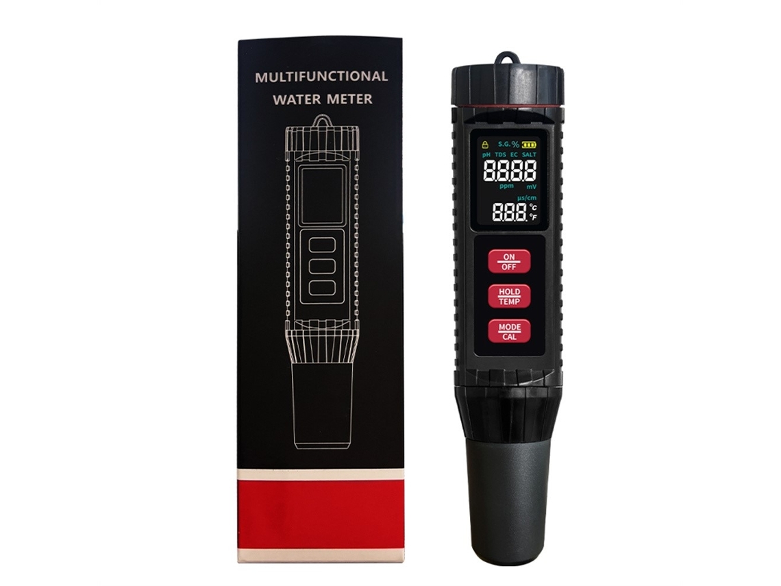 Medidor 7 em 1 da Qualidade Água Potável Tds Ce Ph Orp Temperatura e Salinidade AQUAFORGE