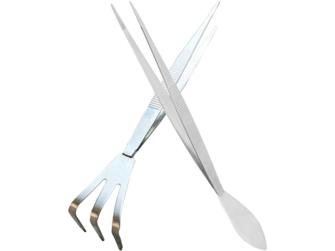 Kit de 2 Peças de Raspadores para Bonsai Kichouse, em Aço Inoxidável, com Pinça e Rastelo para Cuidados com Plantas e CHABERLU