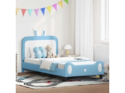 Vidaxl Estrutura De Cama Infantil Com Cabeceira Azul 90 X 190 Cm Pu