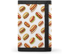 Carteira Masculina Dobrável com Estampa de bacon e hambúrguer, para viagens