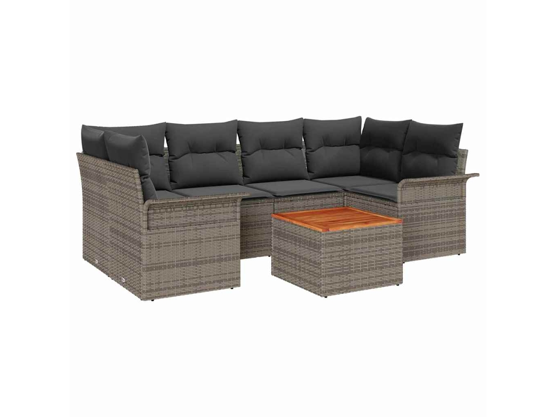 Maison Exclusive - Conjunto De Sofá De Jardim 7 Pcs Cinzeto Vime Pe
