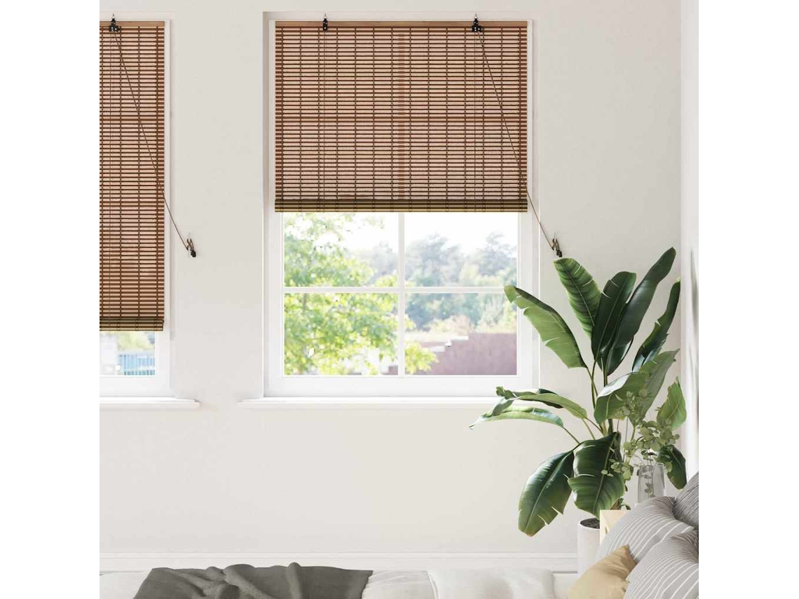 Vidaxl Estores De Rolo Castanho 110 X 220 Cm Bambu