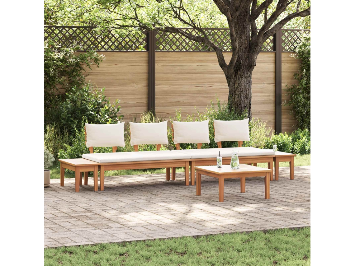 Vidaxl Conjunto De Sofá De Jardim 5 Unid. Marrom E Creme