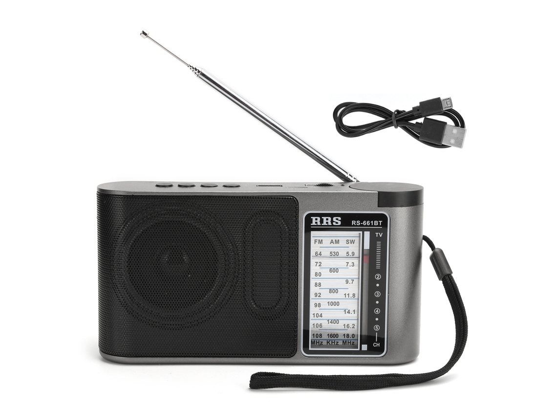 Aetheria rádio Portátil Multibanda com Bluetooth 4.0 e Antena Telescópica Fm/am/sw Cinza