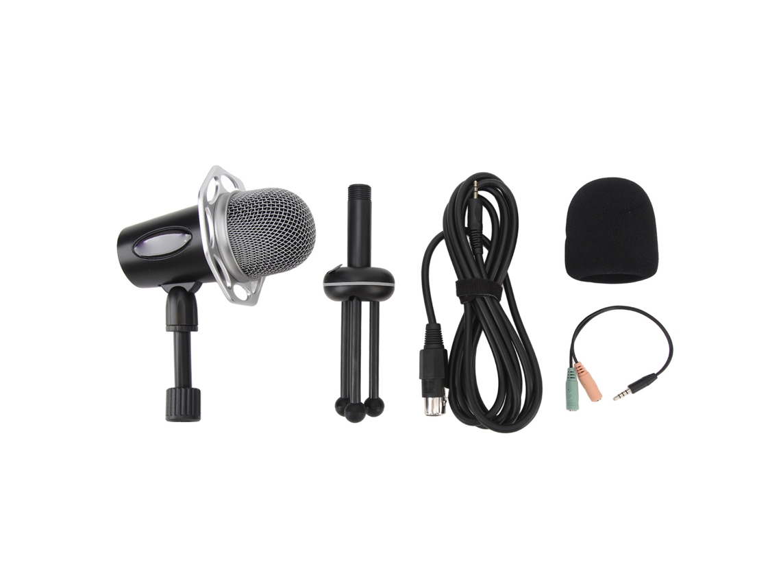 Dynamic Microphone With Detachable Support Volume Control Led Indicator 3 Pickup Mode Built In Sound Card Recording Microphone 3.5mm LAXISCREED
