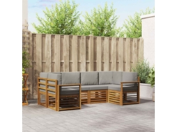Vidaxl Conjunto De Sofá Sectional 6 Pcs Cinza Natural E Claro