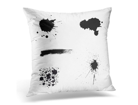 Fronha de Almofada ECZJNT White Splash Tinta Preta Pincel Spots Tinta Grunge Dirty Strokes Splat (40x40 cm)