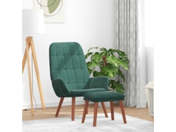 Vidaxl Cadeira De Descanso Com Banco P/ Pés Veludo Verde-escuro