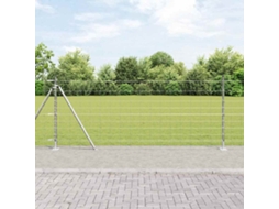 Vidaxl Cerca De Arame Soldado Com Base De Concreto 25 X 1 M Prateado