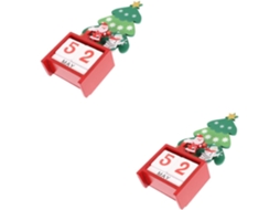 Calendário do Advento Amosfun de 2 Peças, Mesa Perpétuo Natal, Blocos Natal