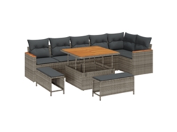 Conjunto 9 Conjunto De Sofá De Jardim Vidaxl Cinzento Vime Pe (100 X 100 X 71 Cm)