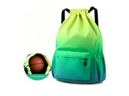 Mochila esportiva impermeável com gradiente de cores, bolsa grande com cordão, bolsa de armazenamento portátil para treinamento físico.