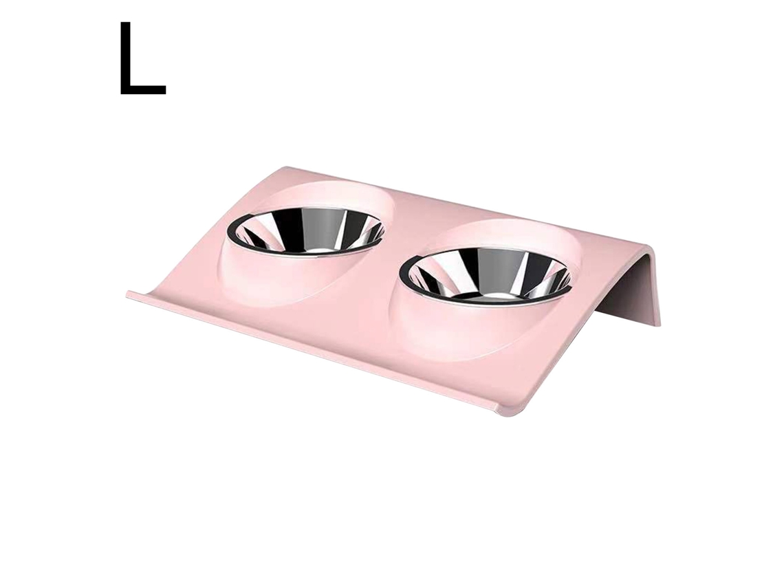 Tigelas de Aço Inoxidável Antiderrapantes para Ração de Cães e Gatos, em Formato de Z, Rosa, Tamanho Grande AQUAFORGE