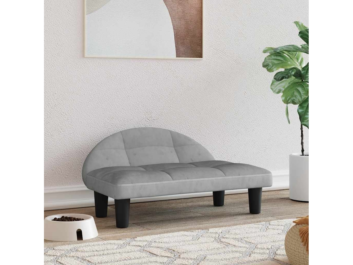 Vidaxl Cama 70x52x30 Cm Veludo Cinzento-claro