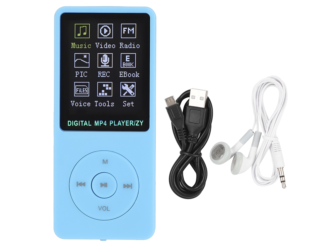Reprodutor De Música Mp3 Mp4 Portátil Com Tela Colorida De 1.8 Polegadas Ultra Fina Zy-418 Azul