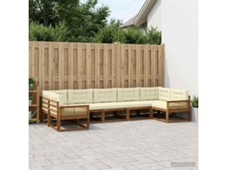 Vidaxl Conjunto De Sofás Para Exterior 7 Unid. Natural E Creme