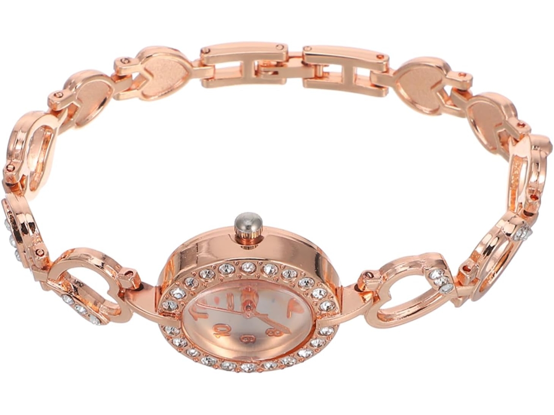 Relógio Feminino Digital Quartzo Pulseira Dourada Delicado Design Coração Movimento Preciso Presente GOKOCO
