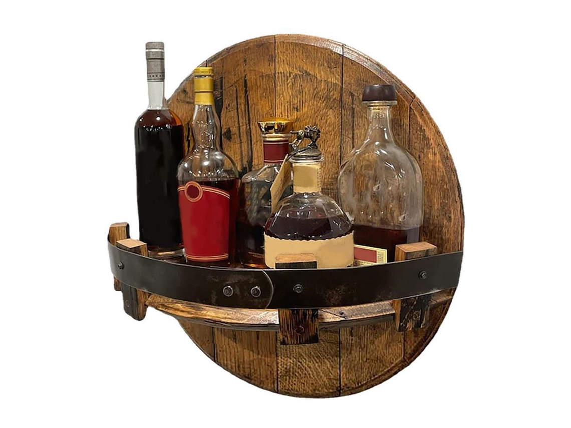 Expositor de parede de madeira para garrafas