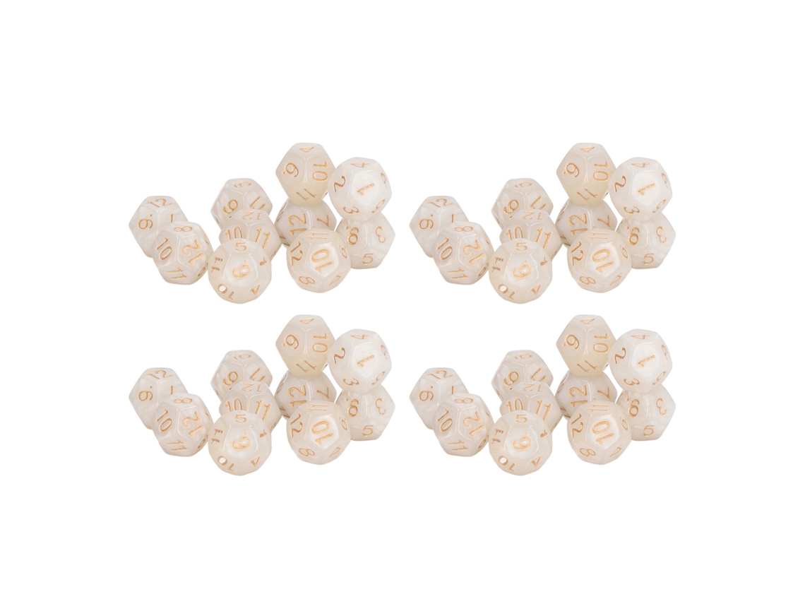 Conjunto de 40 dados poliédricos Mali com números nítidos, à prova d'água e antioxidantes, 12 lados, para jogos e treinamento.