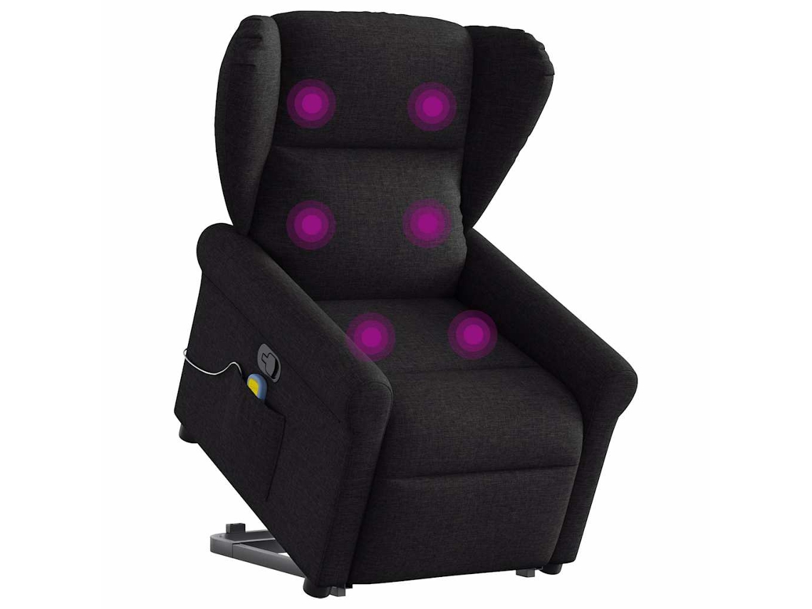 Vidaxl Poltrona De Massagens Reclinável Elevatória Tecido Preto