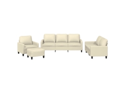 Conjunto de 4 Sofás com Almofadões Couro Artificial Cinzento MAISON EXCLUSIVE