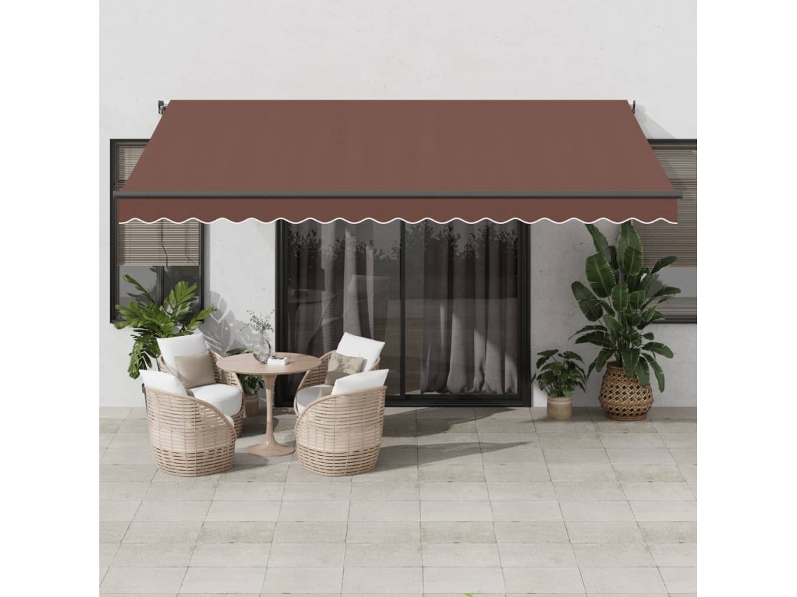 Vidaxl Toldo Retrátil Automático Com Luzes Led 450x350 Cm Castanho