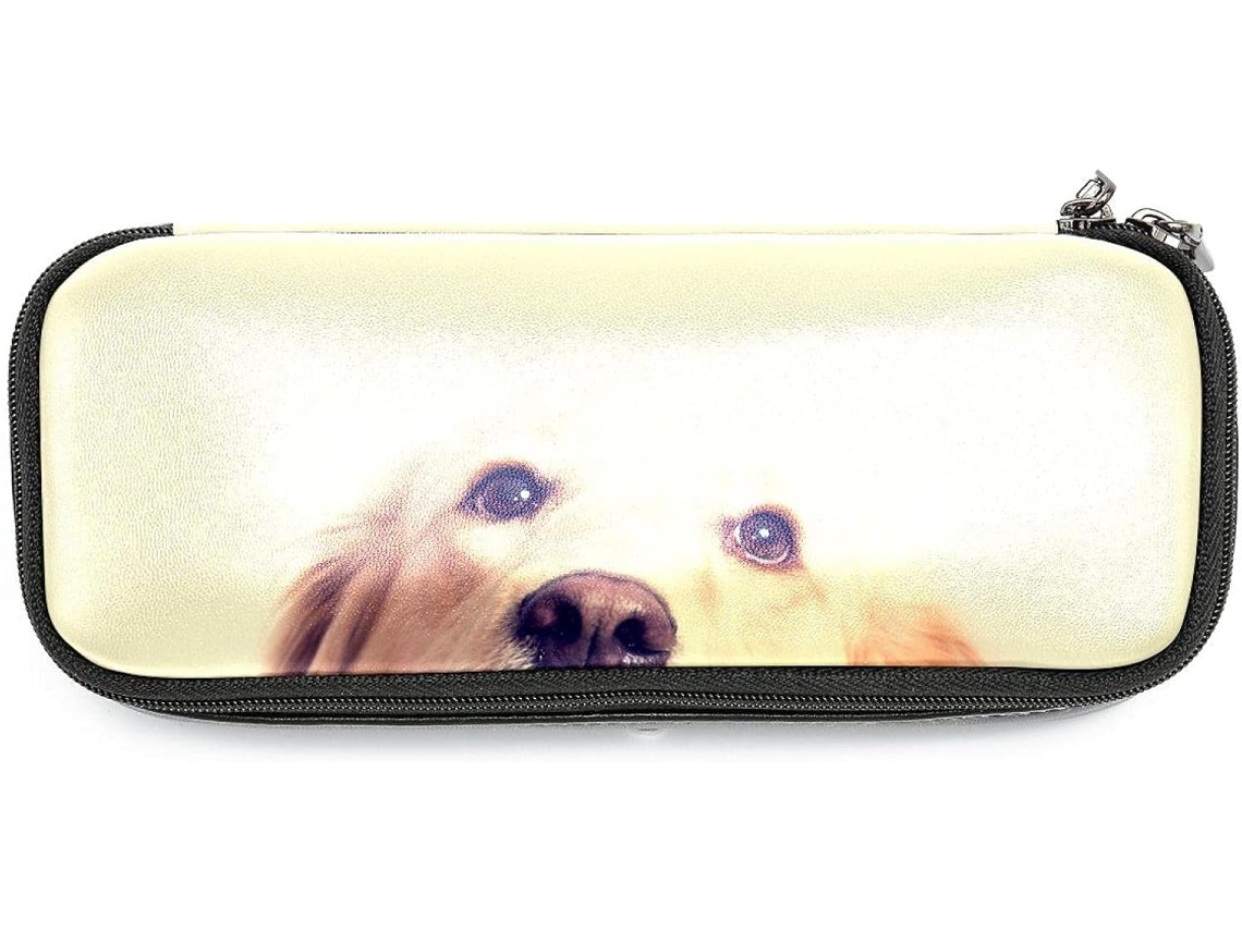 Porta-lápis com filhote de Golden Retriever e filhote, organizador de canetinhas de grande capacidade, nécessaire de maquiagem